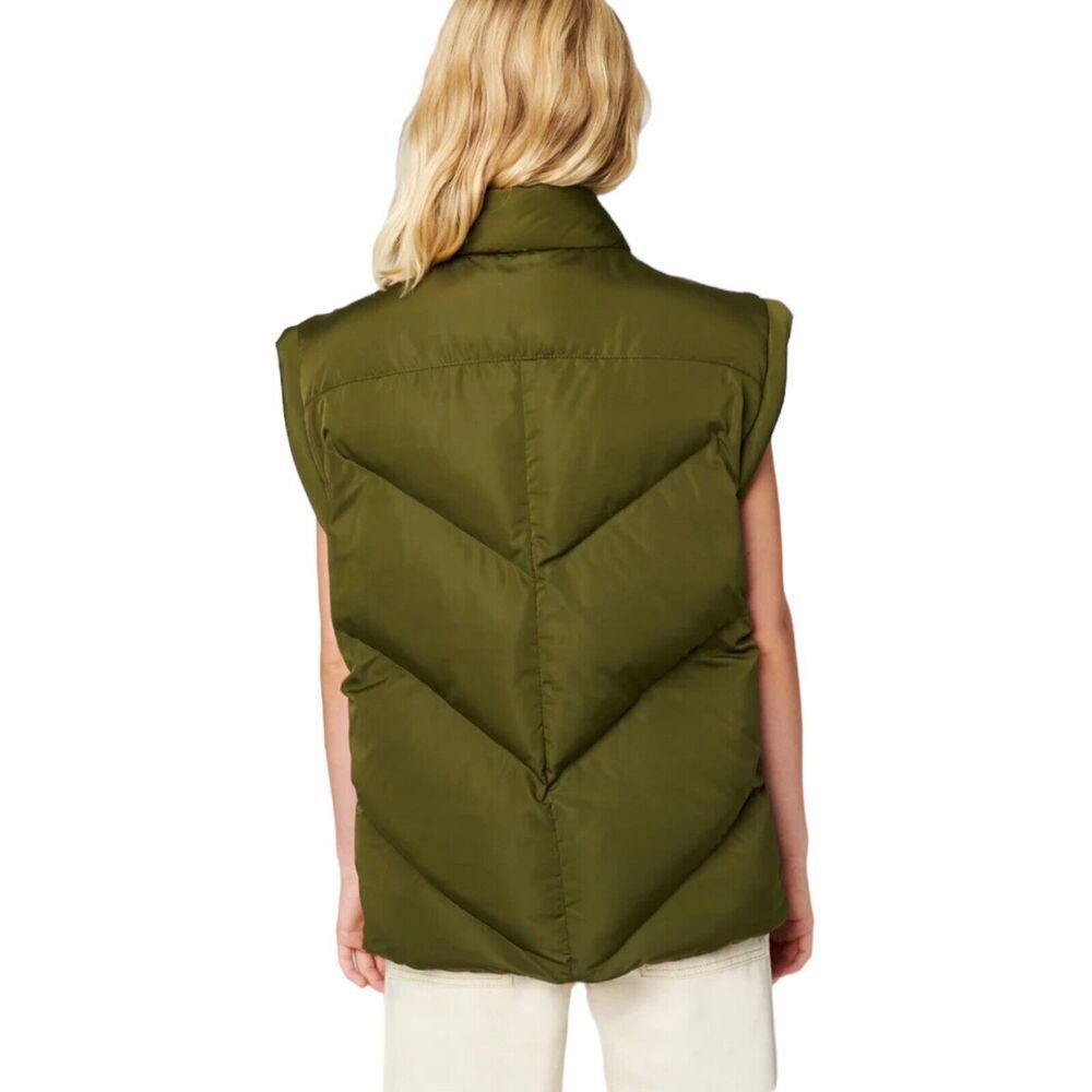 Blank NYC Vest Womens XS Green Quilted Snap Button Shawl V-neck Gorpcore Puffer - Picture 12 of 16